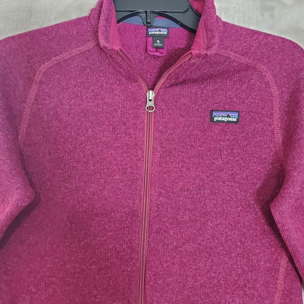 Patagonia Better Sweater Jacket Kids XL 14 Full Zip Fleece Burgandy Wine EUC - Picture 2 of 9